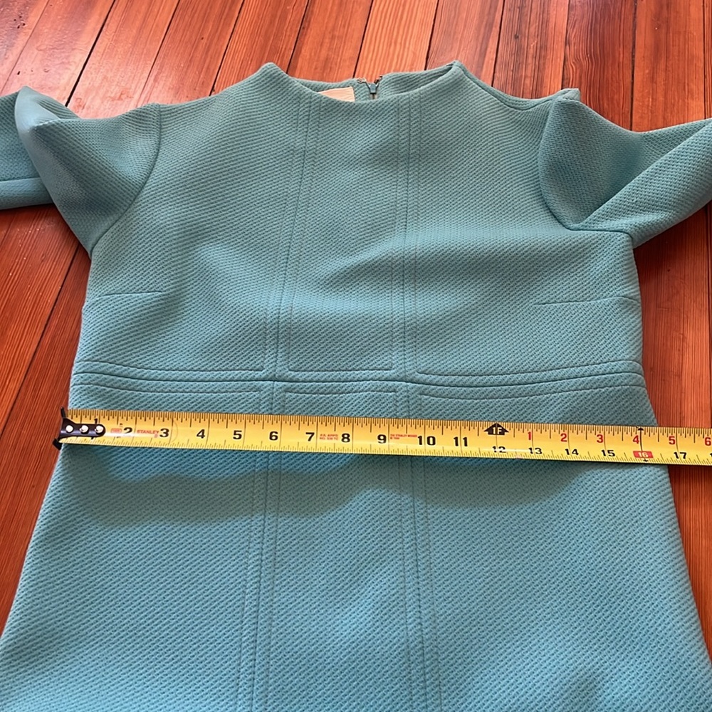 Vintage Turquoise Long Sleeve Wool Shift Dress - Picture 9 of 10